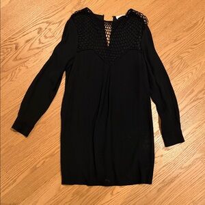 A.L.C. Black Long Sleeve Dress with Mesh Detail